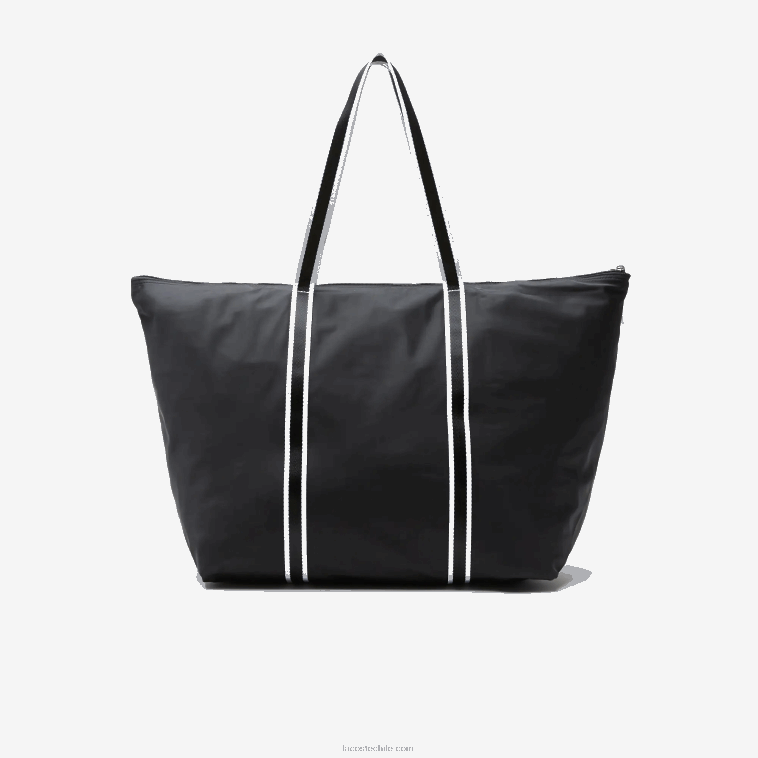mujer Lacoste negro blanco 279 bolsa de fin de semana plegable con estampado en contraste N6XZ22839