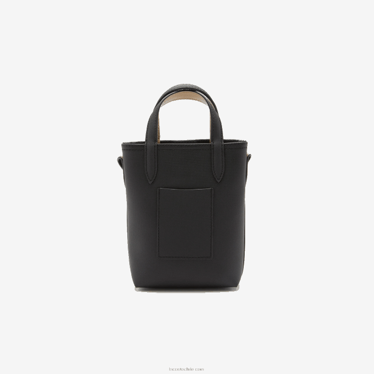 mujer Lacoste negro krema a91 bolso de hombro Anna Signature de petit piqué reversible N6XZ22871