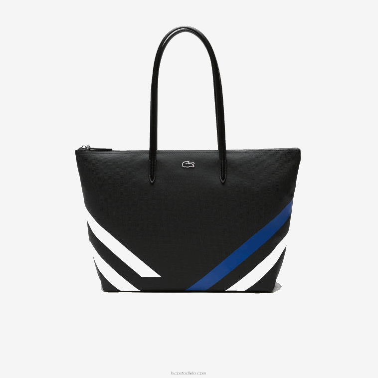 mujer Lacoste negro marina blanco k35 bolsa de compras con rayas en bloques de color en contraste N6XZ22890