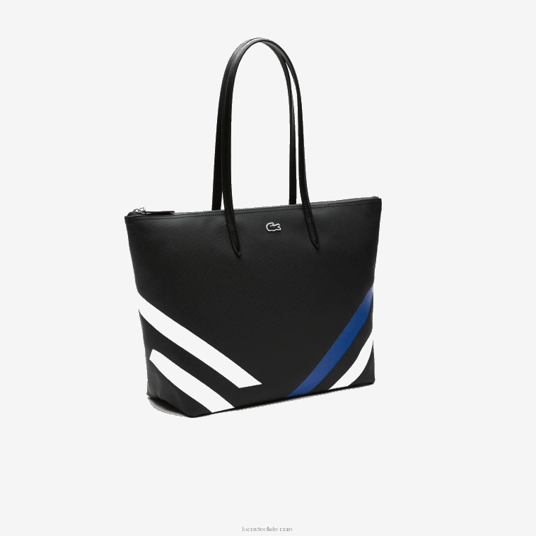 mujer Lacoste negro marina blanco k35 bolsa de compras con rayas en bloques de color en contraste N6XZ22890