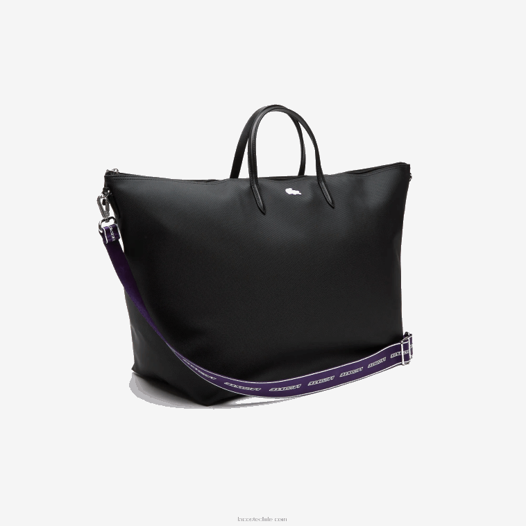 mujer Lacoste samui negro k48 bolsa de fin de semana con correa en contraste N6XZ22823