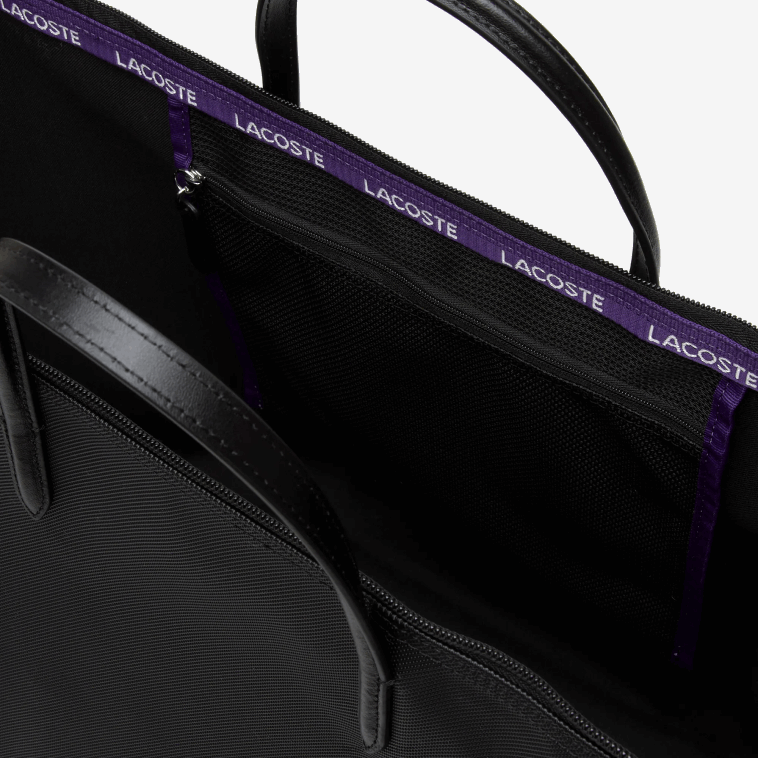 mujer Lacoste samui negro k48 bolsa de fin de semana con correa en contraste N6XZ22823