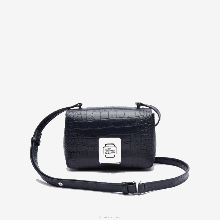mujer Lacoste zafiro oscuro b88 bolso de mano amelia de piel repujada con cierre de metal N6XZ22832