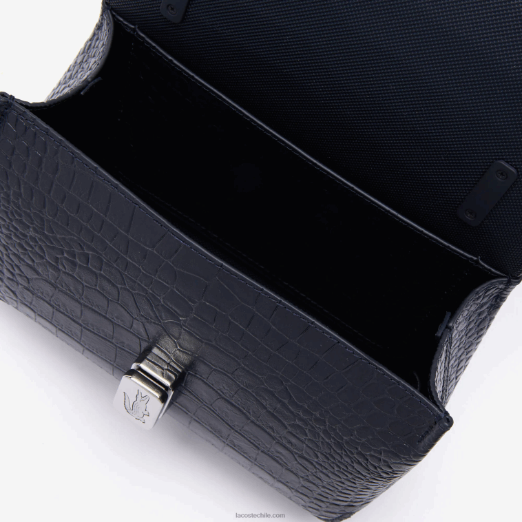 mujer Lacoste zafiro oscuro b88 bolso de mano amelia de piel repujada con cierre de metal N6XZ22832
