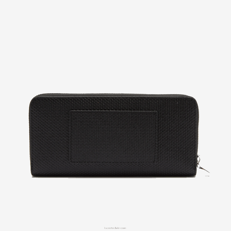 mujer Lacoste negro 000 Cartera grande de piel piqué con cremallera chantaco N6XZ22891