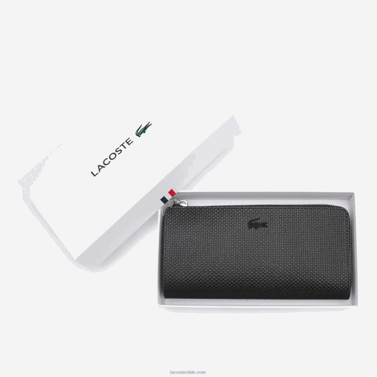 mujer Lacoste negro 000 cartera chantaco piel piqué mate cremallera N6XZ22827