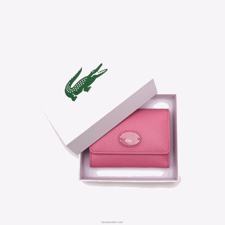 mujer Lacoste reseda l39 cartera con cierre de solapa de piel flor N6XZ22807