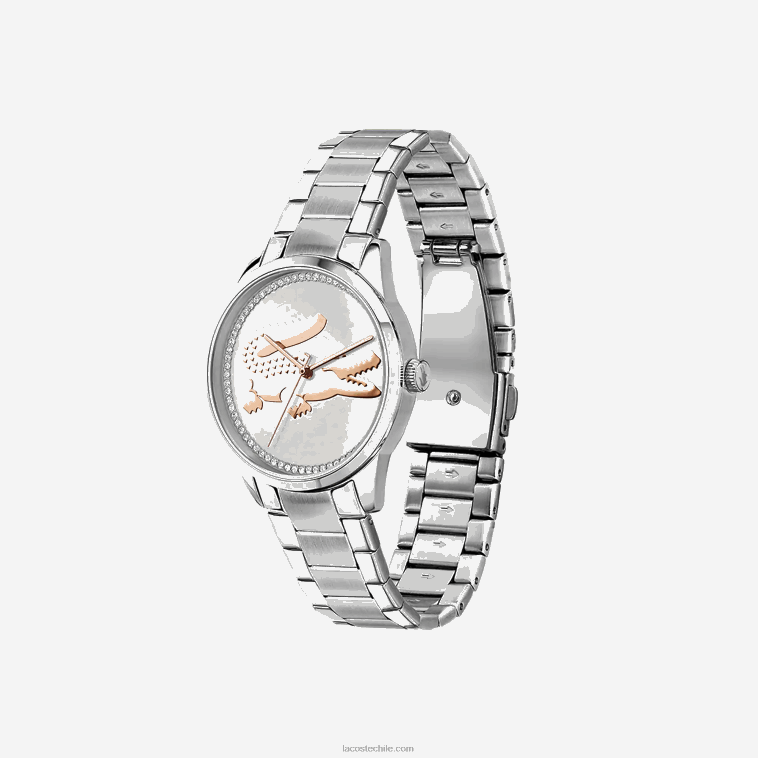 mujer Lacoste negro 000 reloj ladycroc 3 agujas - plateado con brazalete de acero inoxidable N6XZ22923