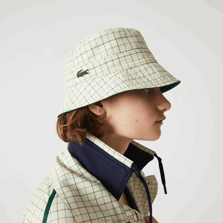 mujer Lacoste epp verde beige Cubo reversible macizo o de cheques heritage N6XZ22929