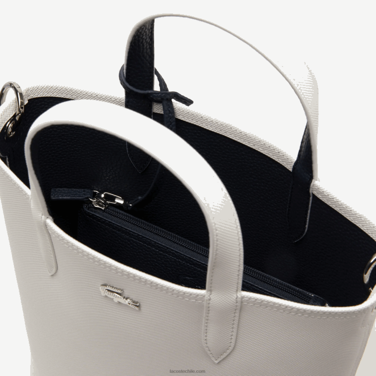 mujer Lacoste noche azul farine l44 tote anna reversible de lona revestida N6XZ22780