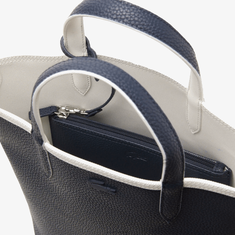 mujer Lacoste noche azul farine l44 tote anna reversible de lona revestida N6XZ22780