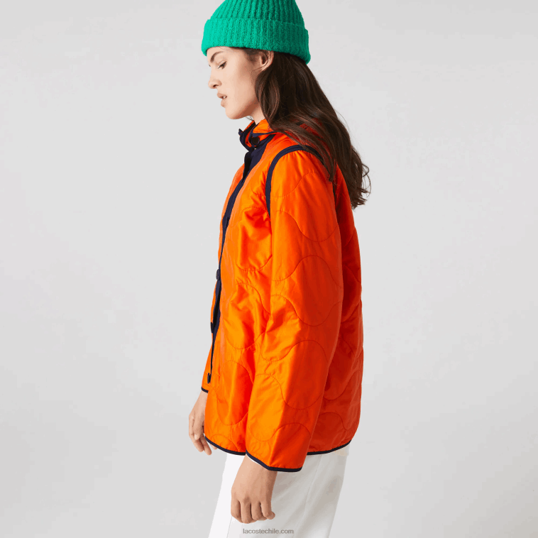 mujer Lacoste azul marino naranja pf1 parka 3 en 1 repelente al agua N6XZ22629