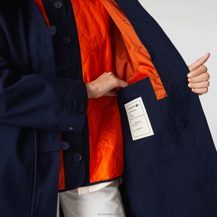 mujer Lacoste azul marino naranja pf1 parka 3 en 1 repelente al agua N6XZ22629