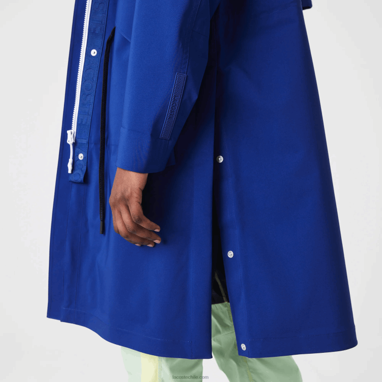 mujer Lacoste bdm azul parka impermeable larga con capucha N6XZ22628