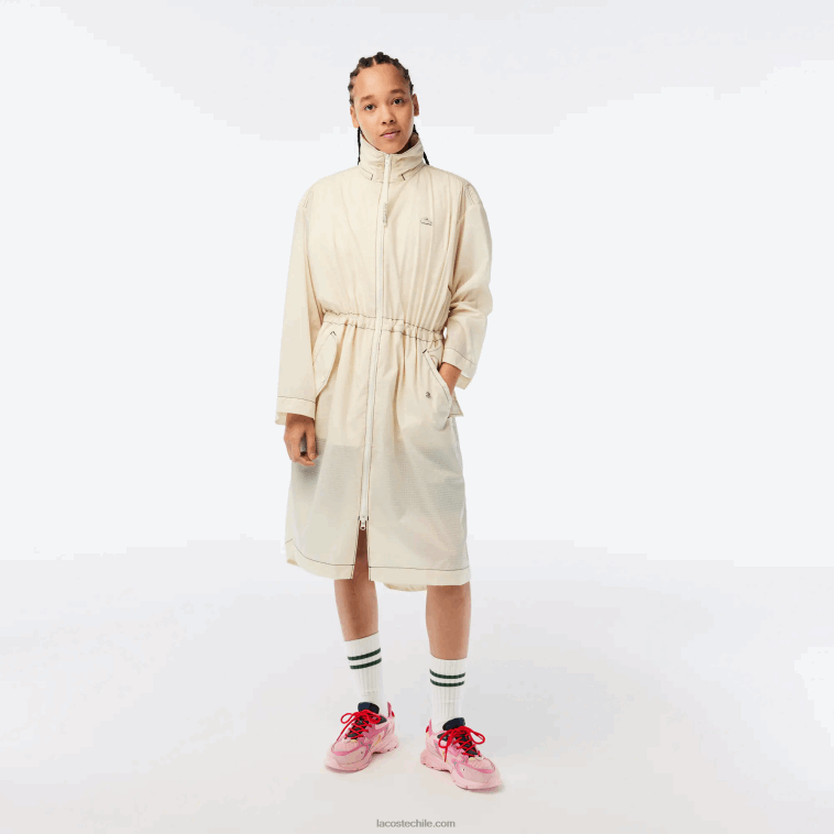 mujer Lacoste xfj blanco parka con capucha 2 en 1 repelente al agua N6XZ22441 mujer Lacoste xfj blanco parka con capucha 2 en 1 repelente al agua N6XZ22441