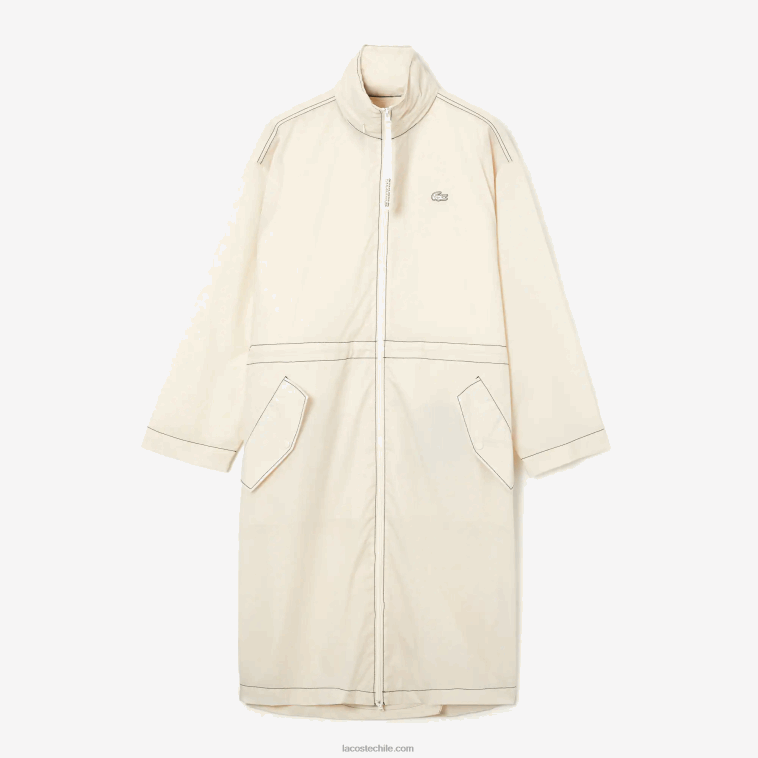 mujer Lacoste xfj blanco parka con capucha 2 en 1 repelente al agua N6XZ22441