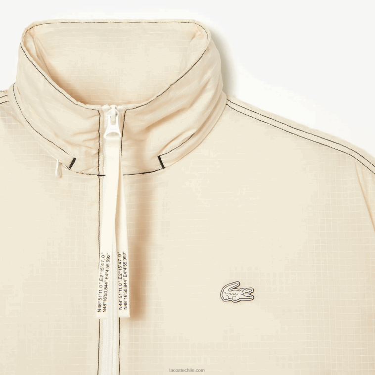 mujer Lacoste xfj blanco parka con capucha 2 en 1 repelente al agua N6XZ22441