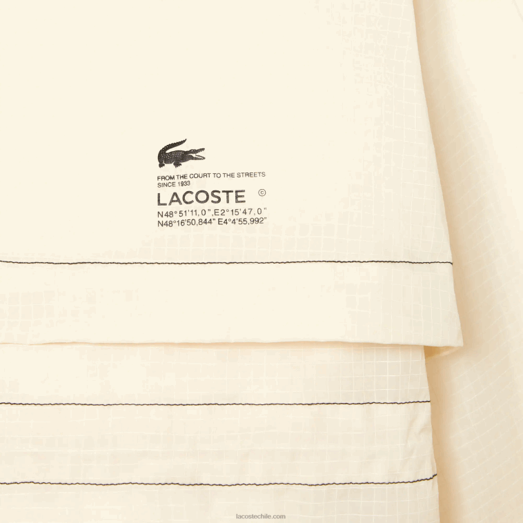 mujer Lacoste xfj blanco parka con capucha 2 en 1 repelente al agua N6XZ22441