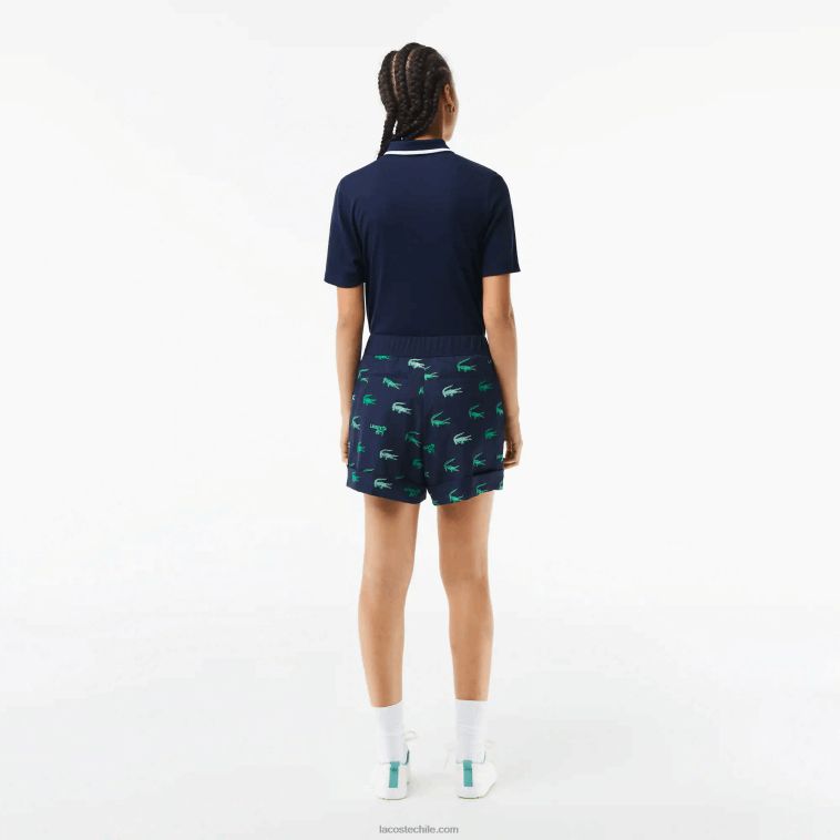 mujer Lacoste azul marino 166 bermudas ligeras de golf estampadas N6XZ22447