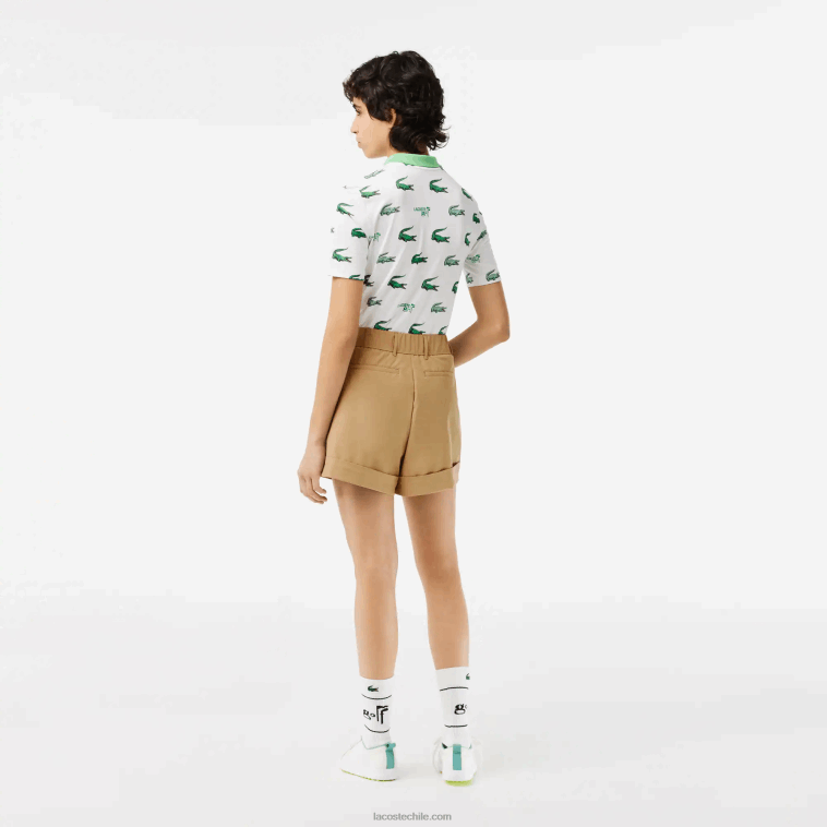 mujer Lacoste beige cb8 Bermudas deportivas elásticas de golf N6XZ22452
