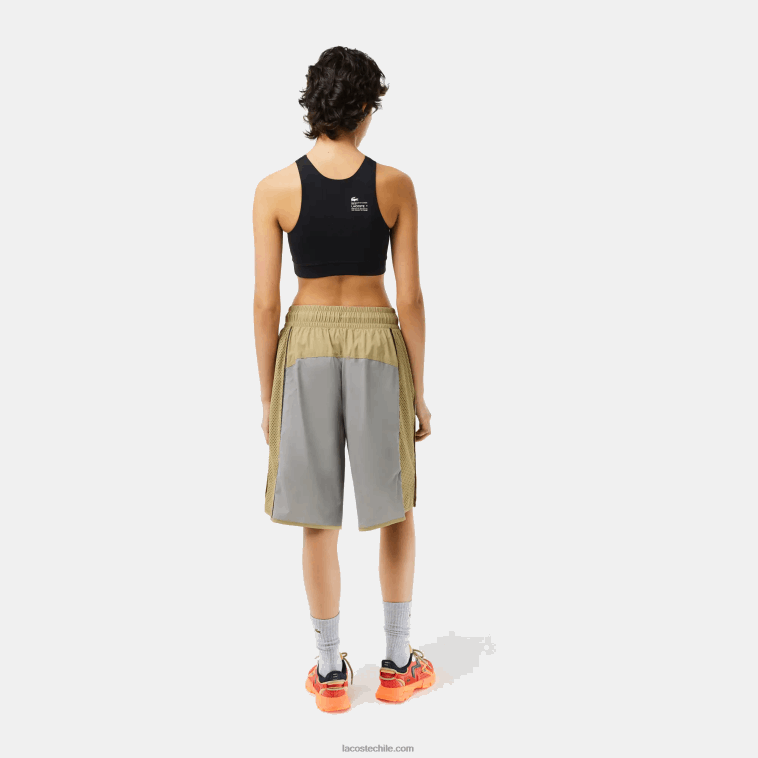 mujer Lacoste beige gris 7mt bermudas de dos tonos N6XZ22451