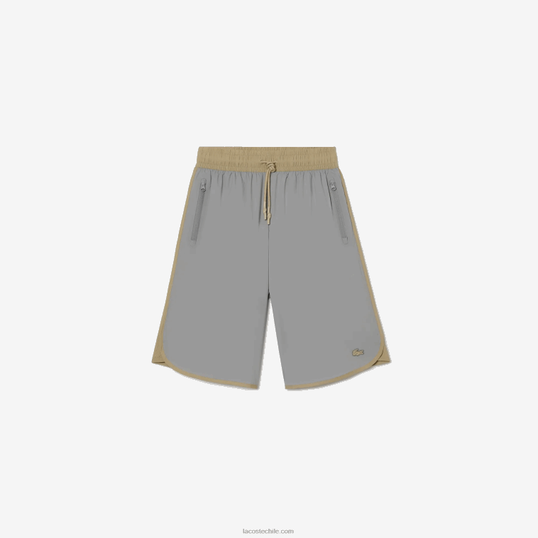 mujer Lacoste beige gris 7mt bermudas de dos tonos N6XZ22451