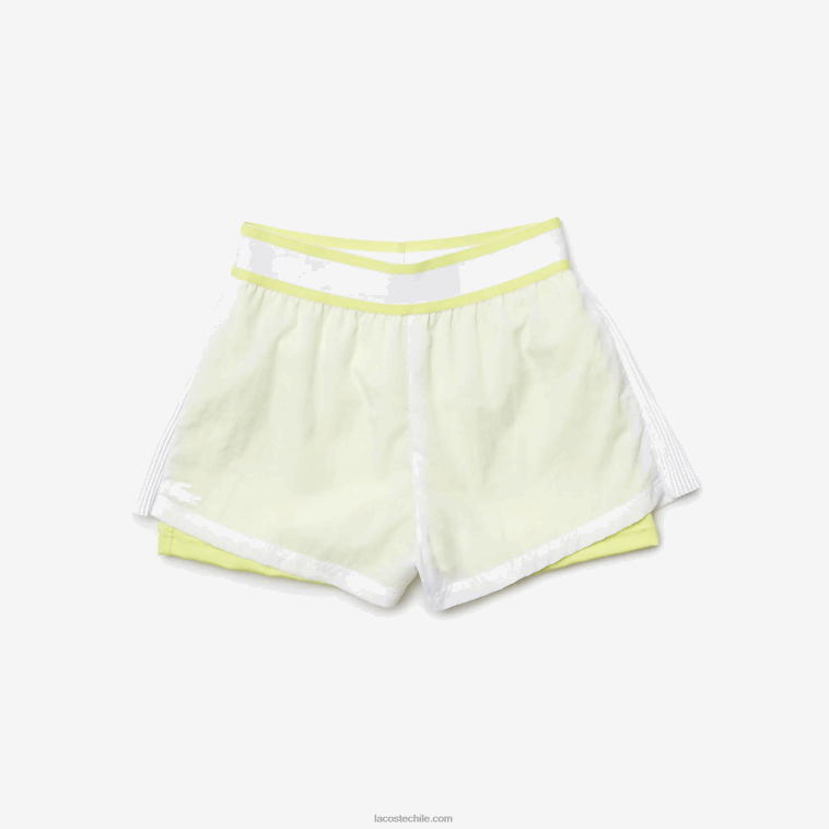 mujer Lacoste blanco llamativo amarillo 6b2 shorts deportivos ligeros de nailon N6XZ22659