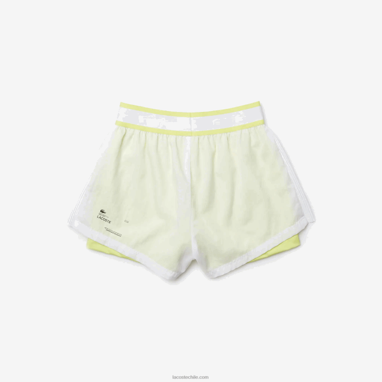 mujer Lacoste blanco llamativo amarillo 6b2 shorts deportivos ligeros de nailon N6XZ22659