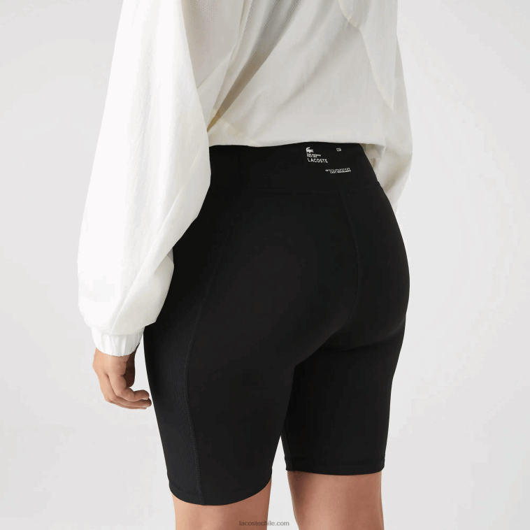 mujer Lacoste negro 8vm pantalones cortos de bicicleta deportiva N6XZ22654