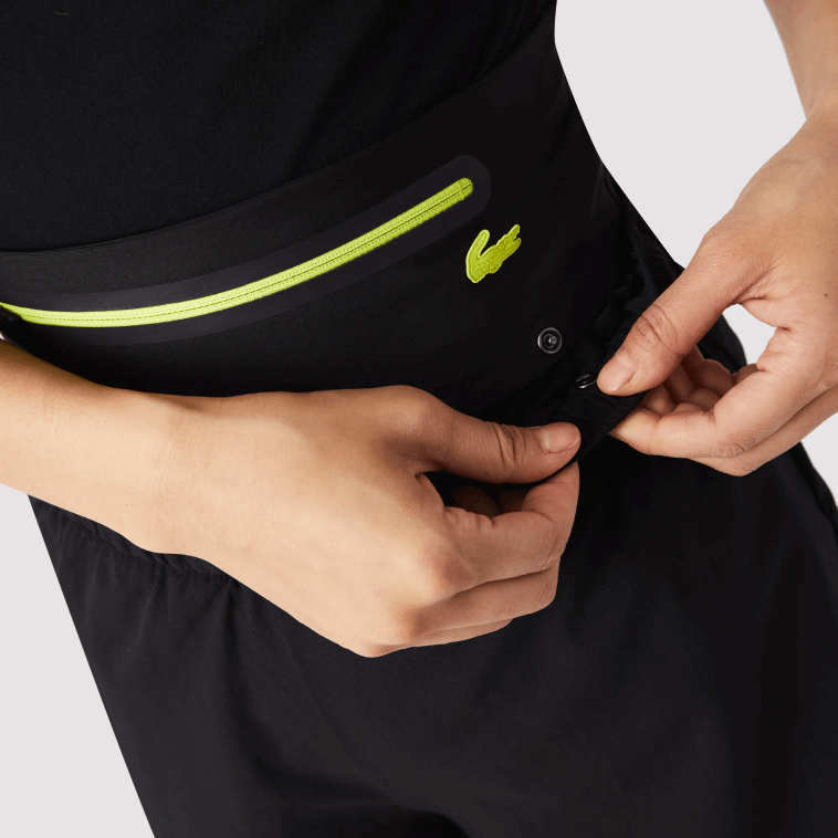 mujer Lacoste negro c31 shorts deportivos con cinturón removible N6XZ22644