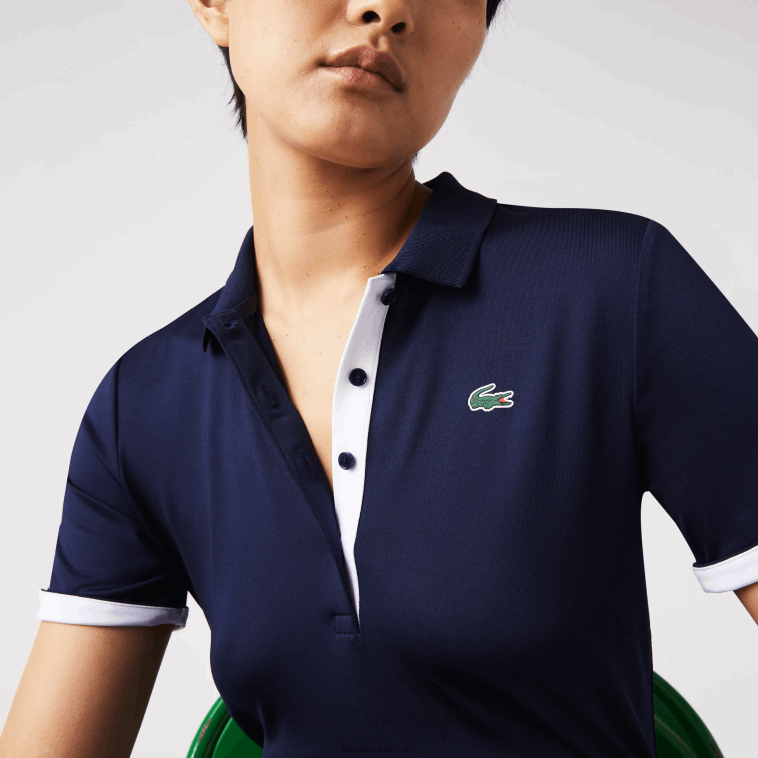 mujer Lacoste azul marino blanco 525 Polo de golf elástico deportivo transpirable N6XZ22487