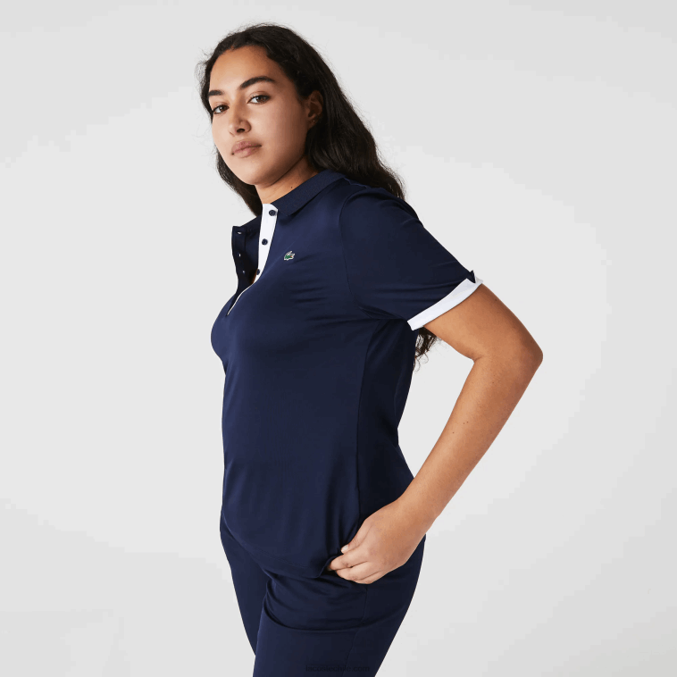 mujer Lacoste azul marino blanco 525 Polo de golf elástico deportivo transpirable N6XZ22487