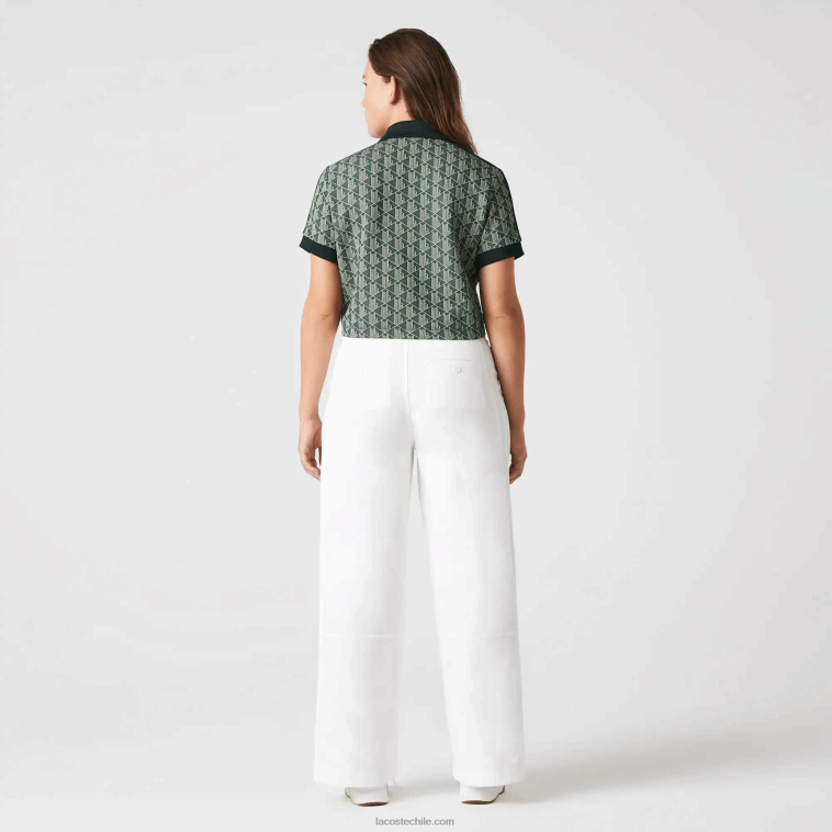 mujer Lacoste beige verde 7m4 playera tipo polo con estampado de monograma N6XZ22474