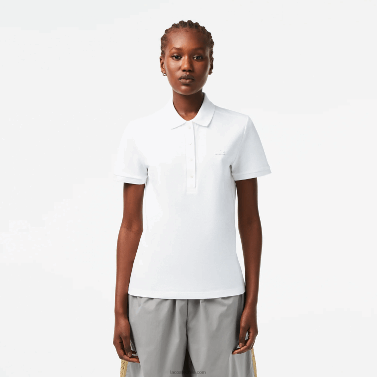 mujer Lacoste blanco 001 polo slim fit de piqué de algodón elástico N6XZ22468 mujer Lacoste blanco 001 polo slim fit de piqué de algodón elástico N6XZ22468