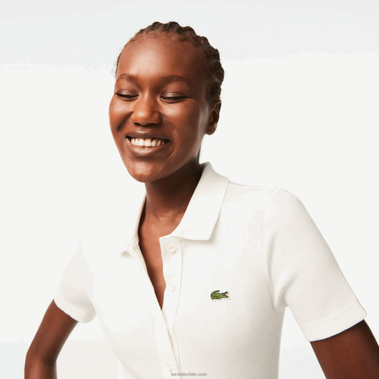 mujer Lacoste blanco 70v polo de algodón orgánico N6XZ22375