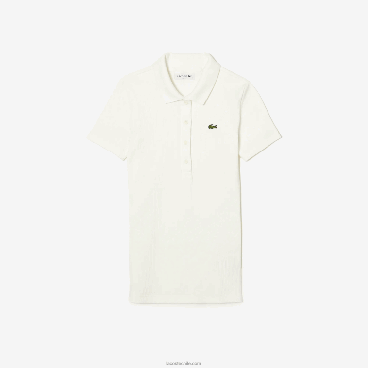 mujer Lacoste blanco 70v polo de algodón orgánico N6XZ22375