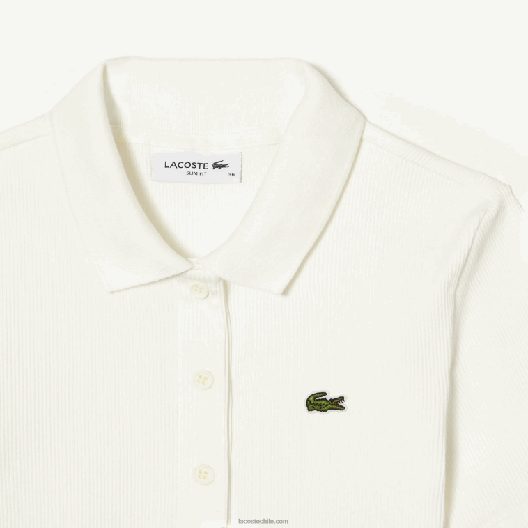 mujer Lacoste blanco 70v polo de algodón orgánico N6XZ22375