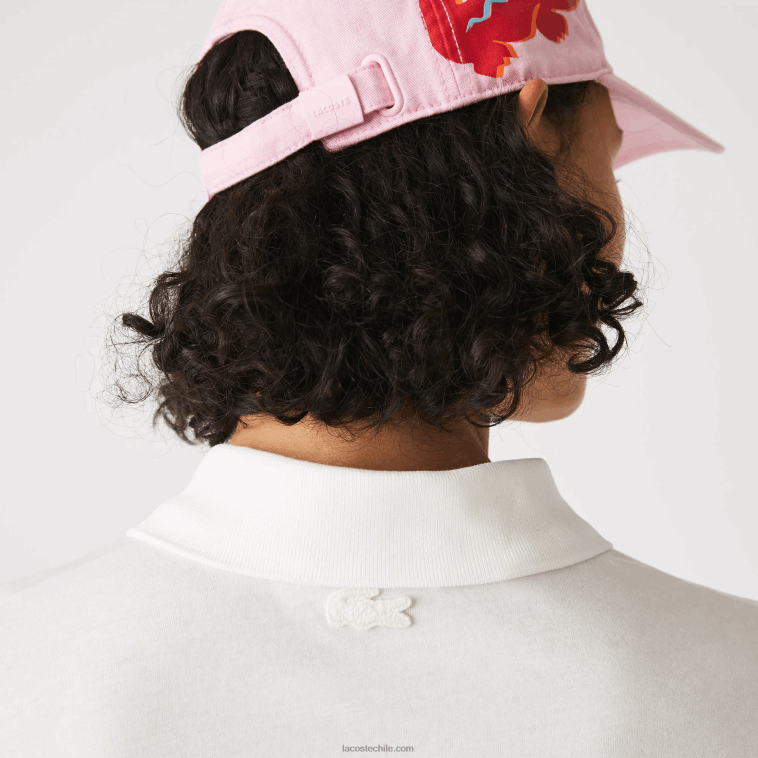 mujer Lacoste blanco 70v polo de corte holgado de algodón orgánico con estampado N6XZ22525