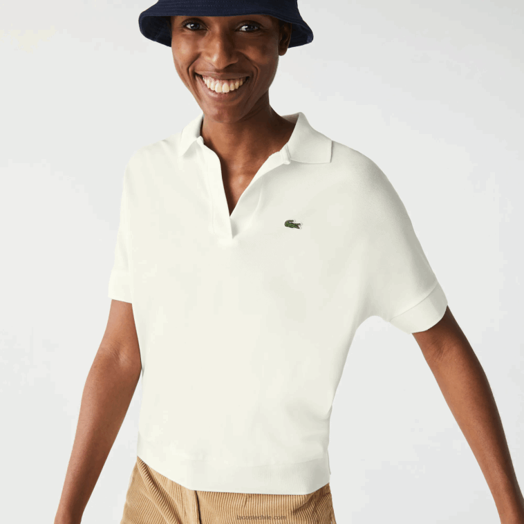 mujer Lacoste blanco 70v polo de piqué fluido de corte holgado N6XZ22462 mujer Lacoste blanco 70v polo de piqué fluido de corte holgado N6XZ22462
