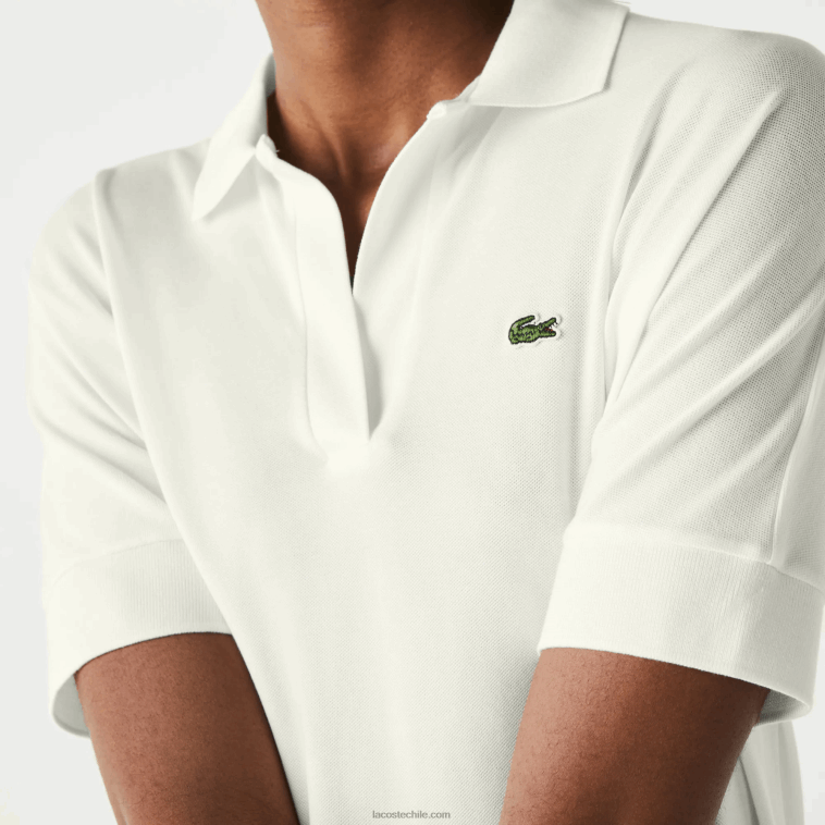 mujer Lacoste blanco 70v polo de piqué fluido de corte holgado N6XZ22462