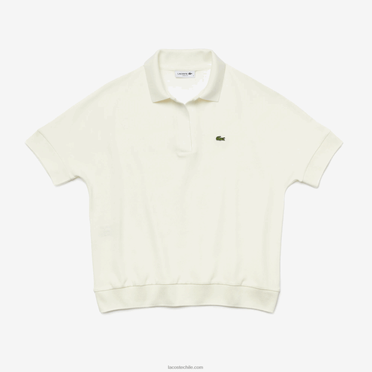 mujer Lacoste blanco 70v polo de piqué fluido de corte holgado N6XZ22462
