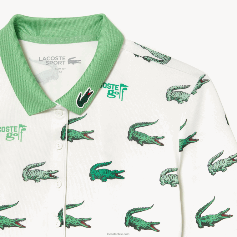 mujer Lacoste blanco verde 2p0 polo de golf con estampado de cocodrilo N6XZ22378