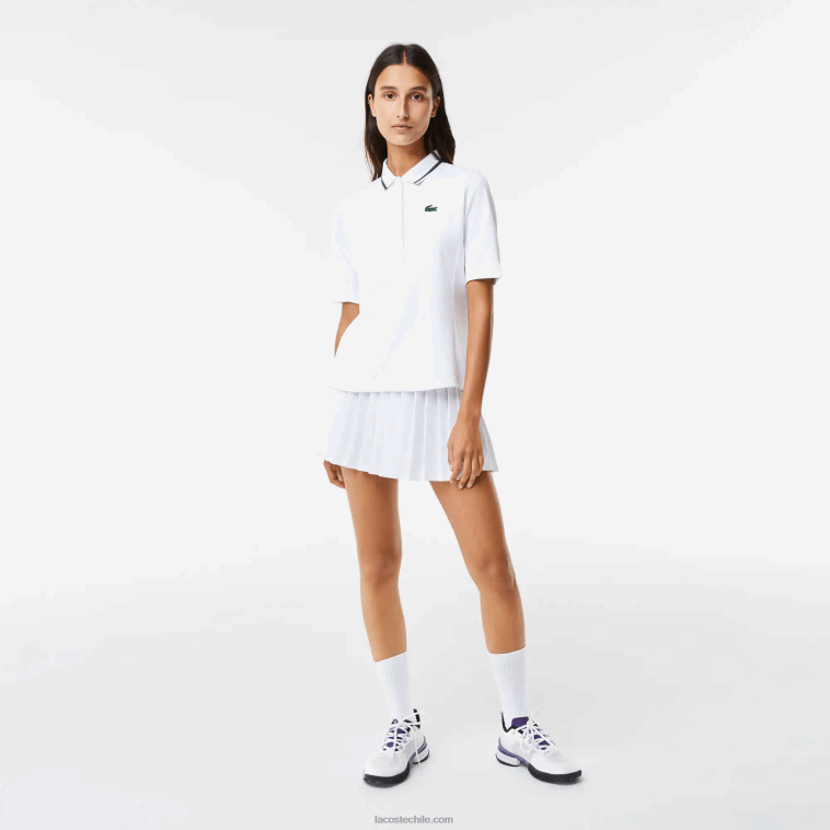 mujer Lacoste blanco verde pb4 polo deportivo de tenis de piqué termorregulador N6XZ22461