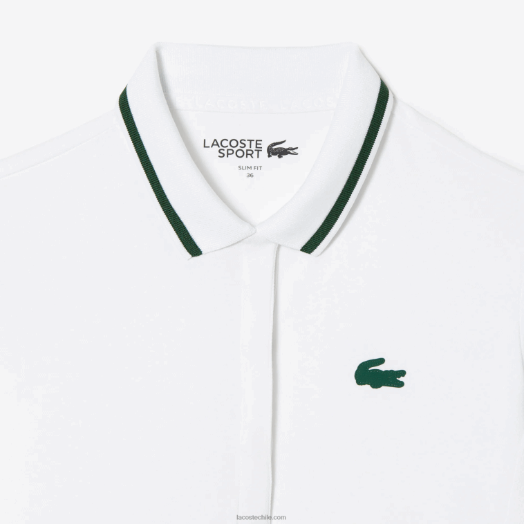 mujer Lacoste blanco verde pb4 polo deportivo de tenis de piqué termorregulador N6XZ22461