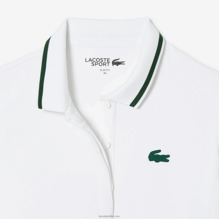 mujer Lacoste blanco verde pb4 polo deportivo de tenis de piqué termorregulador N6XZ22461