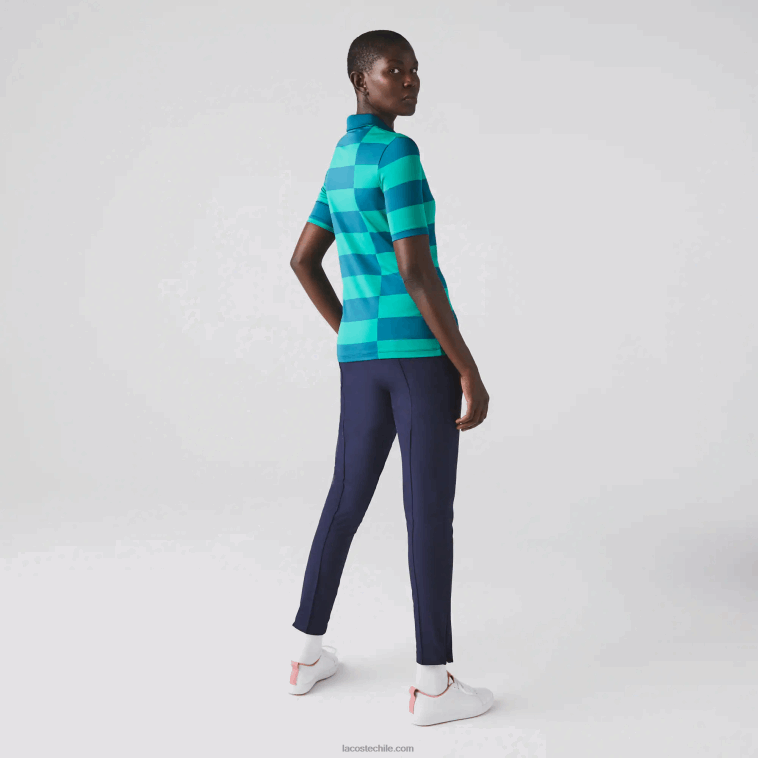 mujer Lacoste kxd verde jersey de golf de punto deportivo a rayas N6XZ22489