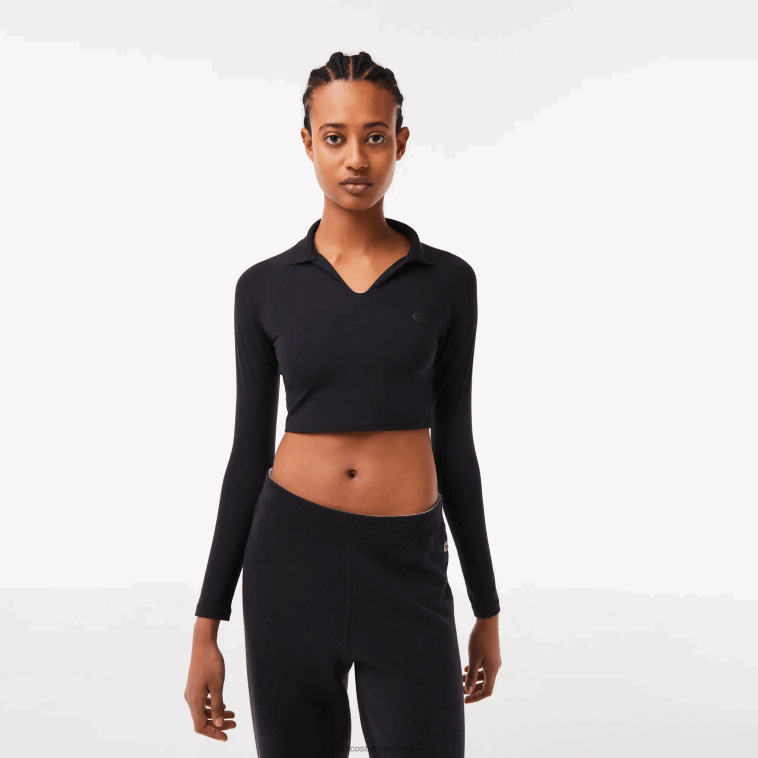 mujer Lacoste negro 031 polo corto de manga larga N6XZ22483
