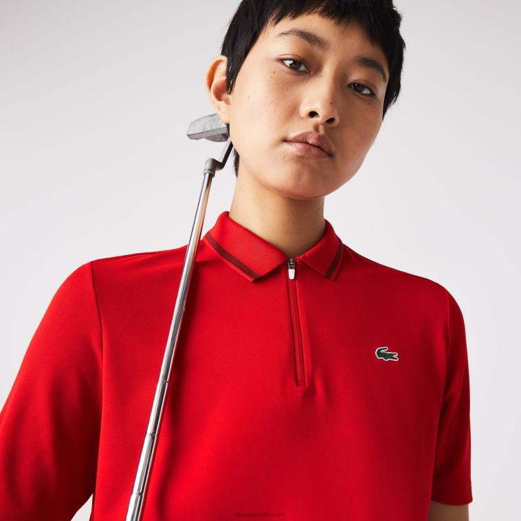 mujer Lacoste rojo burdeos z50 Polo deportivo de golf con cremallera en el cuello N6XZ22465