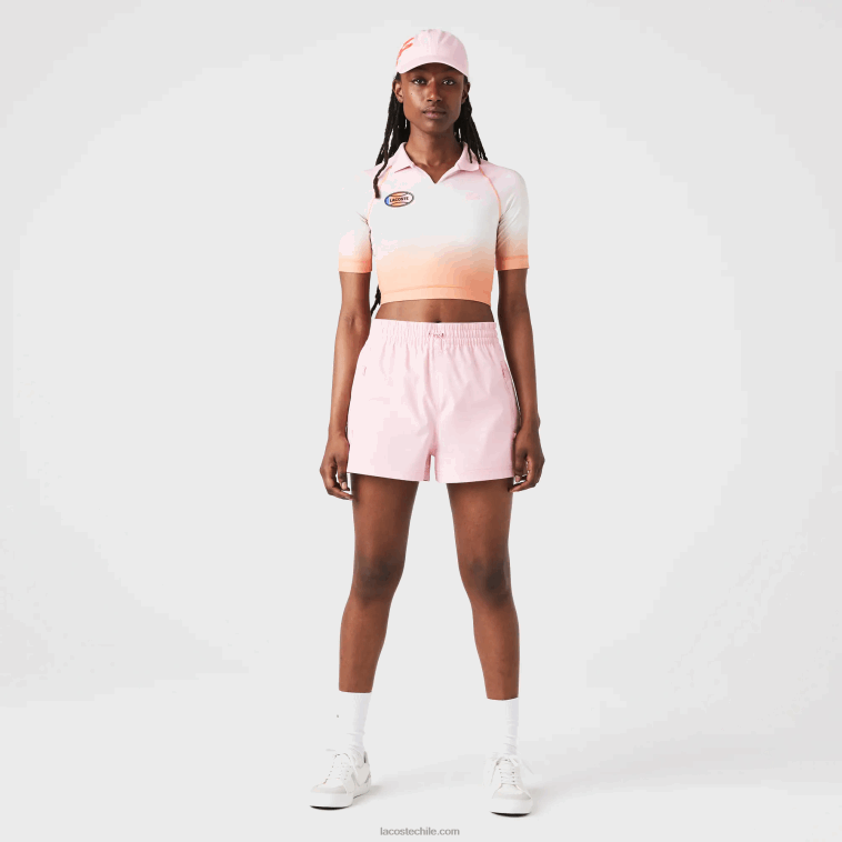 mujer Lacoste rosa blanco naranja dfk sport summer pack polo corto degradado y stretch N6XZ22499