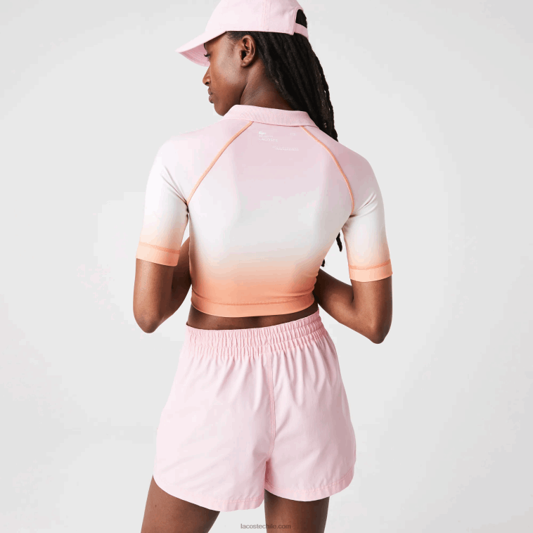 mujer Lacoste rosa blanco naranja dfk sport summer pack polo corto degradado y stretch N6XZ22499